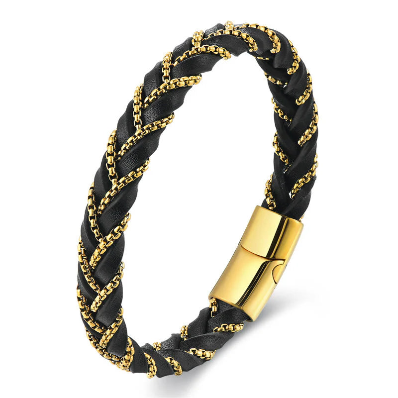 Pulseira de Couro Golden Vortex