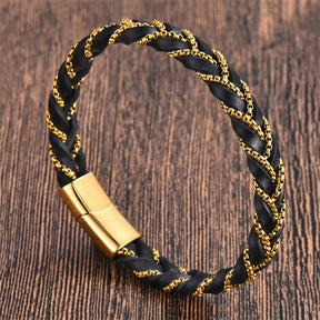 Pulseira de Couro Golden Vortex