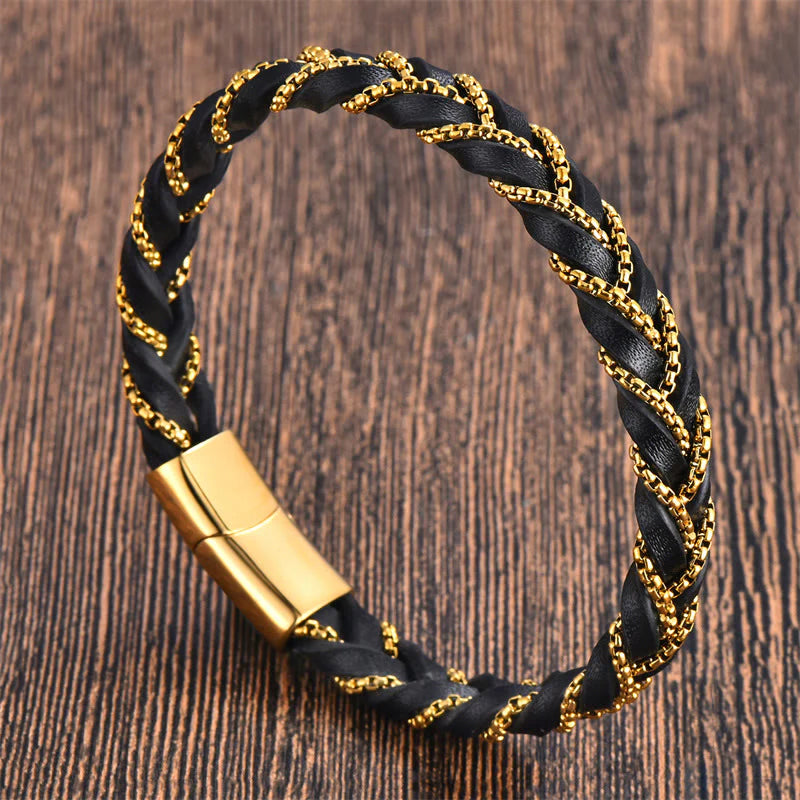 Pulseira de Couro Golden Vortex