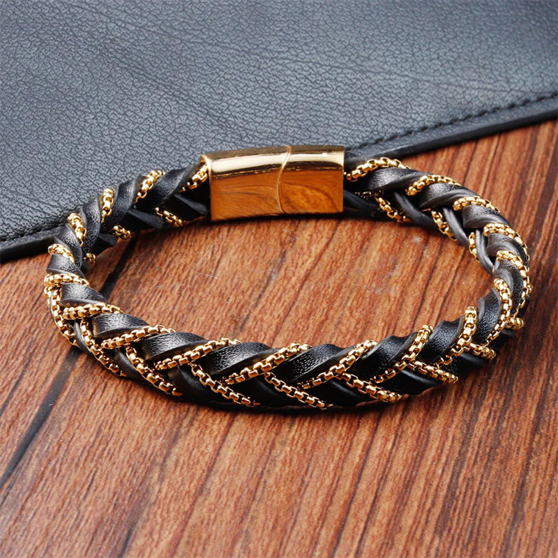 Pulseira de Couro Golden Vortex