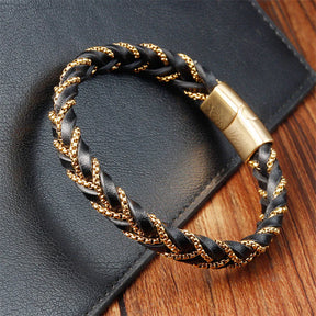 Pulseira de Couro Golden Vortex