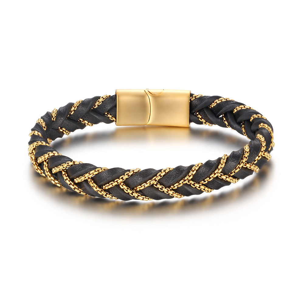 Pulseira de Couro Golden Vortex