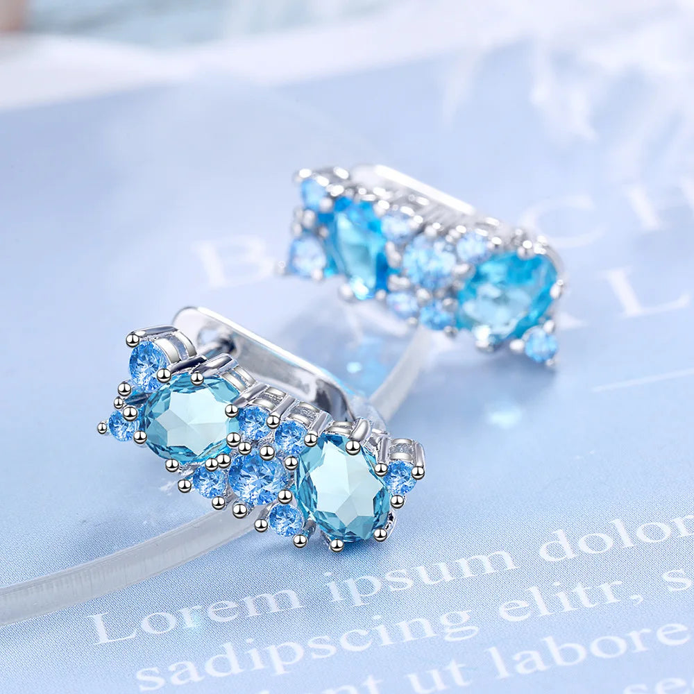 Brincos Sparkle Blue – Zircônia Azul em Prata 925