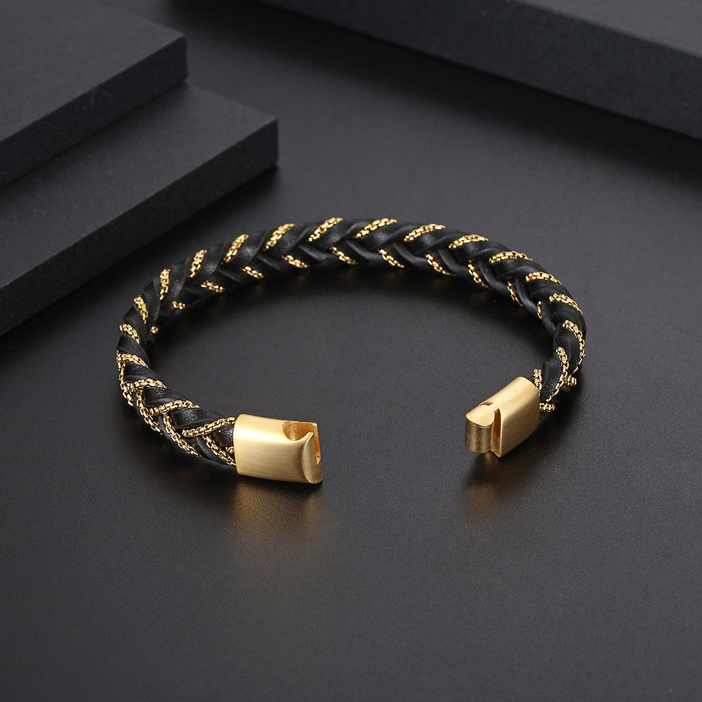 Pulseira de Couro Golden Vortex