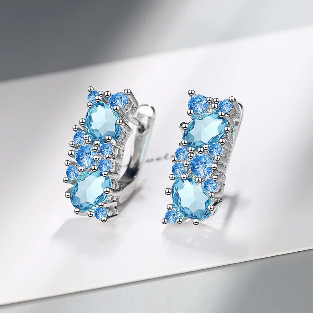Brincos Sparkle Blue – Zircônia Azul em Prata 925